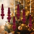 thumbnail image 1 of SHENGXINY 6PCS Velvet Christmas Tree Decorations Balls,Christmas Tree Ornaments,Shaped Hanging Decor for Stage Birthday Party Garden,Home Decor Red 1.5x6.7in, 1 of 5