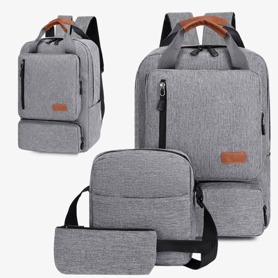 SHENGXINY Backpack for Women Men Large,Three Piece Backpack Set Durable Design for Daily Commute and Outdoor Use Gray
