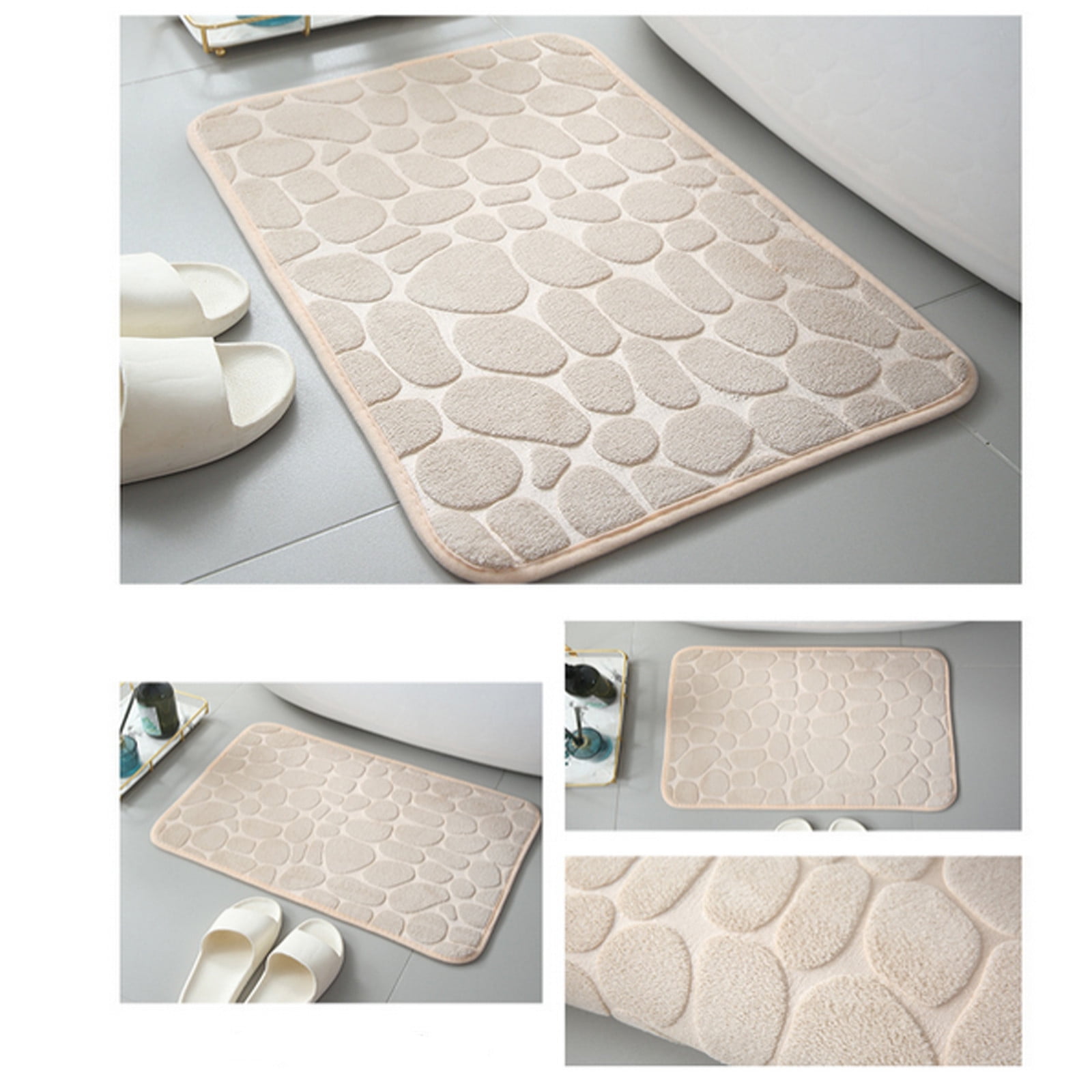Coral Velvet Foot Mat Stone Patterned Memory Foam Thickened Water Absorbent  Floor Mat For Bedroom, Bathroom, Doorway, Non-skid