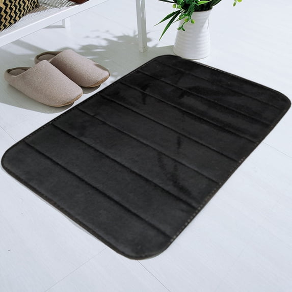 SHENGXINY Bathroom Rugs, Absorbent Soft Memory Foam Mat, Bath Rug For Bathroom Bedroom Floor Shower Decor 1'0'x1'8' Black