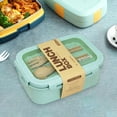 thumbnail image 1 of SHENGXINY Bento Lunch Box with Fork Spoon,Straw Japanese Style Bento Box Plastic Microwave Safe for Office Daily Use Green, 1 of 9
