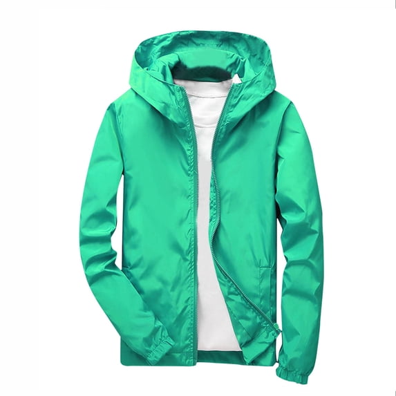 SHENGXINY Boys Softshell Hooded Rain Jackets Waterproof Wind‑resistant Zip‑up Outdoor Durable Lightweight Windbreaker Jackets Army Green 4-5 Years