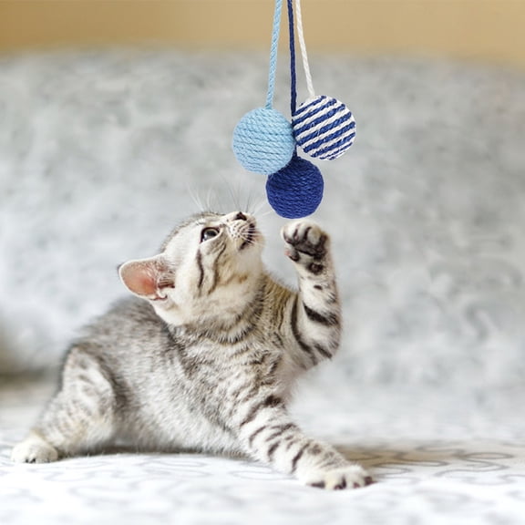 SHENGXINY Cat toys, Pet Toy Set, Teaser Stick + Catnip Balls, Self-Play - Kitten Teasing & Chew Toy Blue 4.1x10in