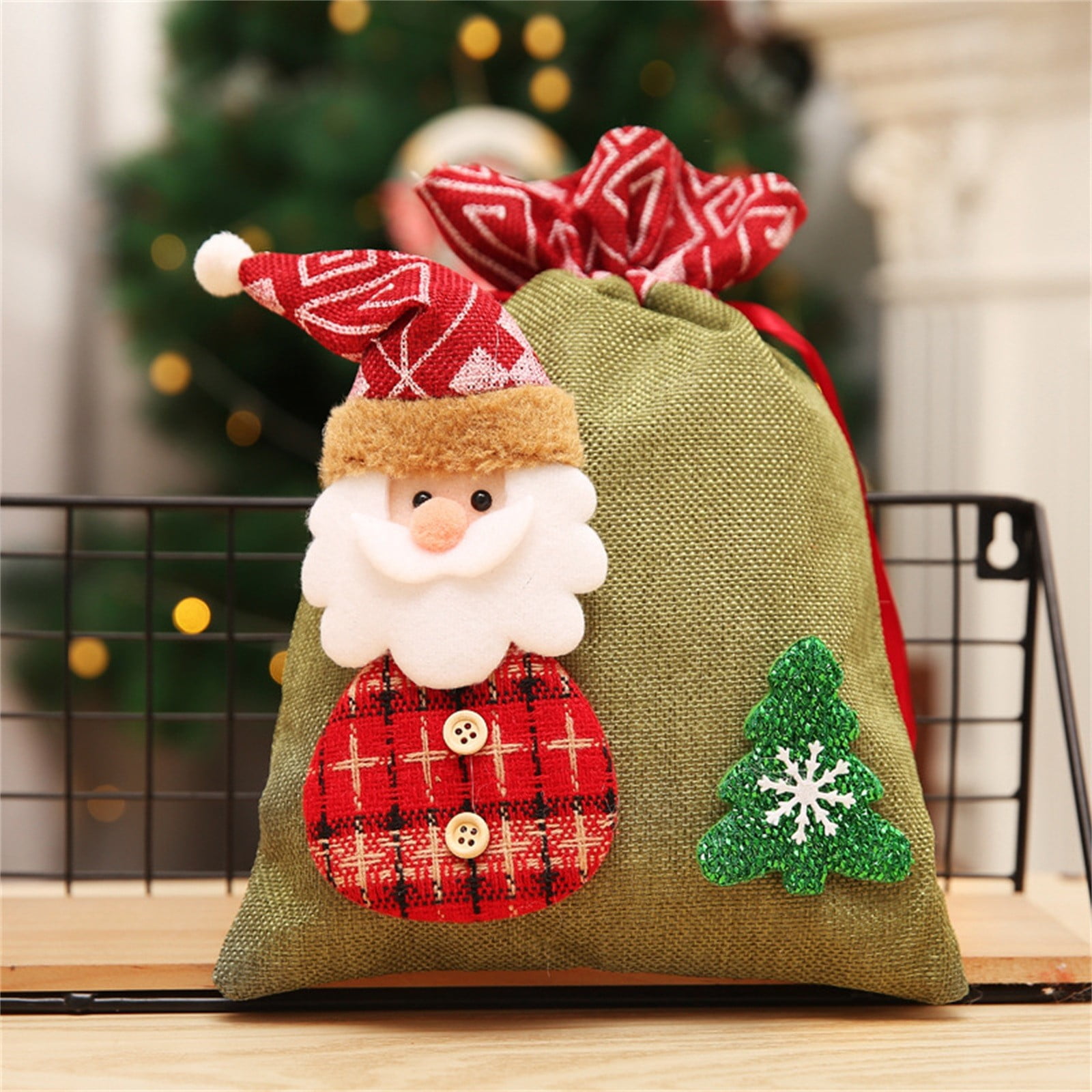 SHENGXINY Christmas Candy Bags Clearance Christmas Printed Linen Gift