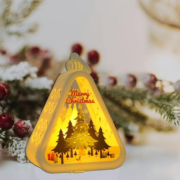 SHENGXINY Christmas Decorations Night Light,Bedside Retro Luminous Warm Light Lamp Decor,Hanging Lantern Decor,Gift for Teens & Friends,Window Desktop Ornaments,Home Decor Yellow 3.5x2.1x4.5in
