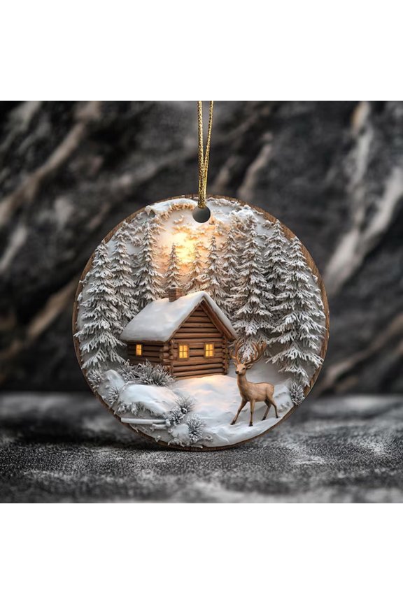 Christmas Ornaments ,Round Santa Claus Smiling Print Decorations,Holiday Tree Decor with Lanyard Lightweight Multicolor 3.15in