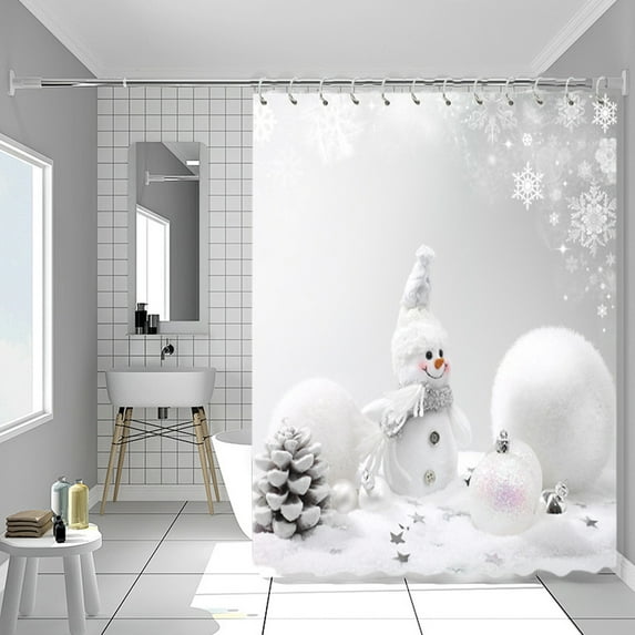 SHENGXINY Christmas Shower Curtain with 12 Hook,Waterproof Curtains for Bathroom,Dry and Wet Separation Shading Warm Shower Curtain,Home Decor Multicolor 59x71in