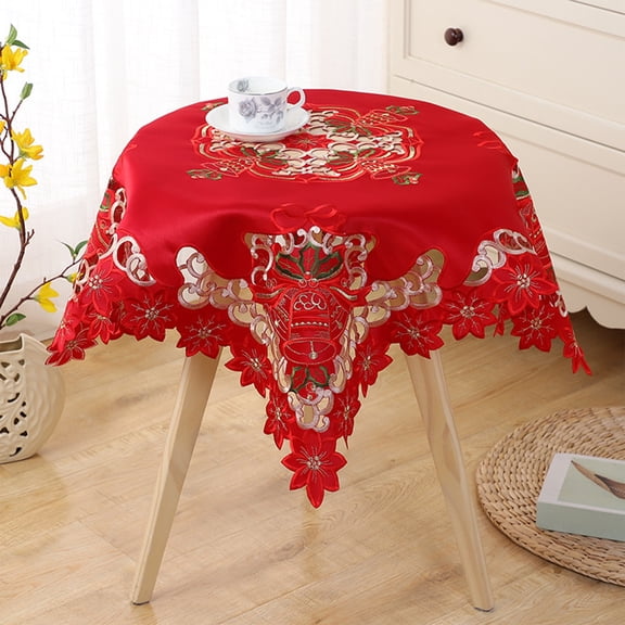SHENGXINY Christmas Table Cloth,Round Tablecloth Avoid Fouling Tablecloth,Holiday Gift Dusts Cloth Holiday Essential,Home Decor Red 31.5in