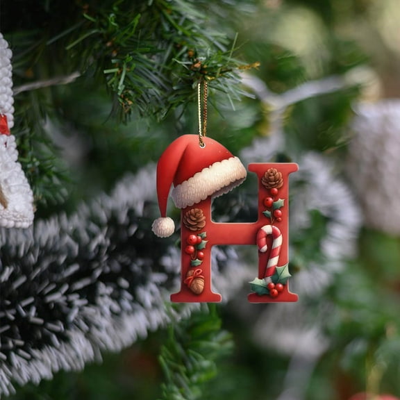SHENGXINY Christmas Tree Decorations,26 Letters Pendant Ornaments ,Personalized Diy Hanging Decor Feature for Home Garden Indoor Outdoor Red 3.15in