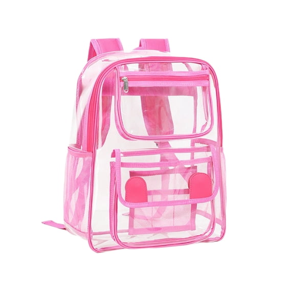 SHENGXINY Clear Backpack,Heavy Duty Clear Backpack Stadium Approved Mini Drawstring Bag for Gym and Daily Activities Pink