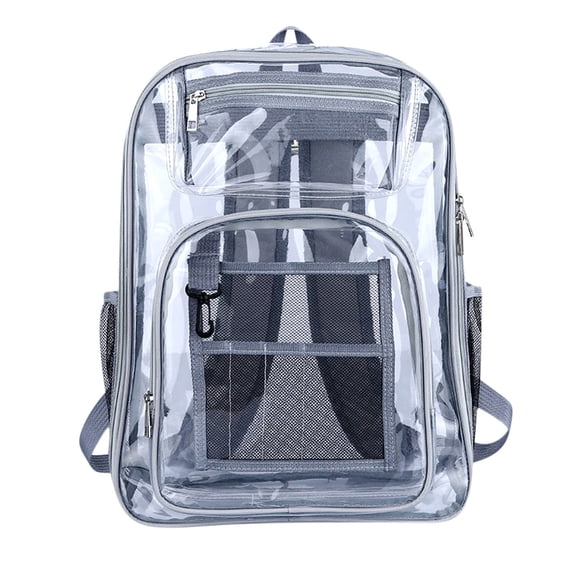 SHENGXINY Clear Backpack,Heavy Duty Clear Backpack with Large Laptop Compartment Ideal for Stadium Security and Travel Gray