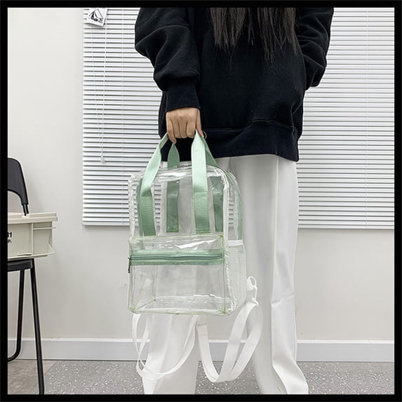 SHENGXINY Clear Backpack,Heavy Duty Pvc Transparent Backpack Spacious for Daily Commute and Outdoor Use Green