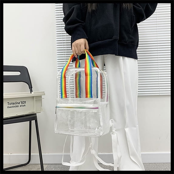 SHENGXINY Clear Backpack,Heavy Duty Pvc Transparent Backpack Spacious for Daily Commute and Outdoor Use Multicolor