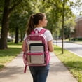 thumbnail image 1 of SHENGXINY Clear Backpack,Transparent Stadium Approved Backpack Durable Pvc for Concerts Sports and Daily Activities Pink, 1 of 6