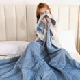 thumbnail image 1 of SHENGXINY Cooling Blanket, Skin-Friendly Plain Printed Washed Cotton Summer Quilt, Breathable Ventilated Lightweight Cool Comforter for Home Blue 39x55in, 1 of 9