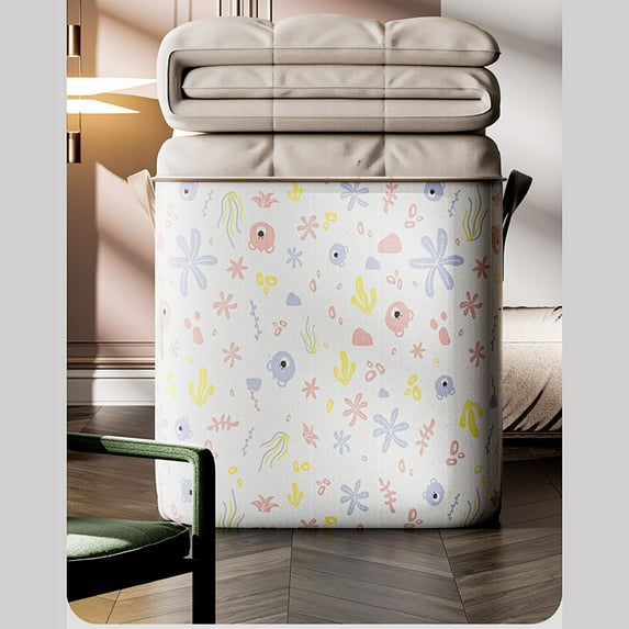 SHENGXINY Cute Decorative Storage Bins with Lids, Closet Organizers and Storage for Bedding Clothes Toy Makeup Multicolor 19.68x15.74x19.68in