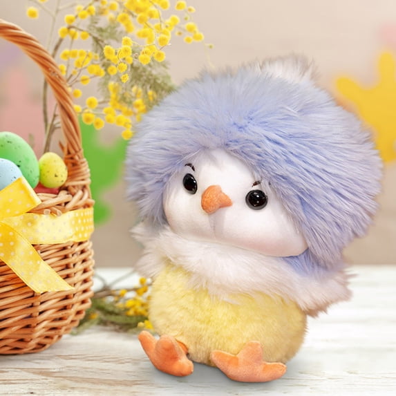 SHENGXINY Easter Chicken Plush, Soft Stuffed Chicken Toy, Spring Easter Decorations, Cute Doll For Home Desktop Handicrafts Kids Gift Purple 11in