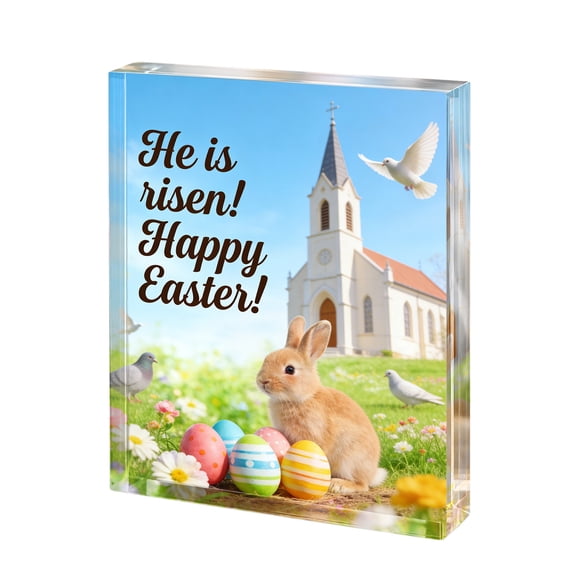 SHENGXINY Easter Tabletop Decor - Acrylic Desk Ornament Reusable Spring Easter Home Office Table Scape Decor Multicolor 5.9x4.7x0.5in