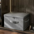 thumbnail image 1 of SHENGXINY Fabric Storage Bin with Lid, Bedroom Storage Box for Bedding, Socks, Underwear, Toys, Miscellaneous Items Gray 17.72x13.78x10.24in, 1 of 7