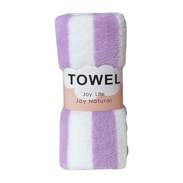SHENGXINY Bathroom Towels Clearance Absorbent Coral Velvet Towel, Colorful Striped Face Wash Towel, Children's Household Soft Gift Towel Purple