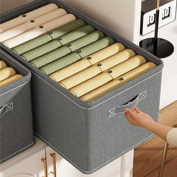 SHENGXINY Foldable Clothing Storage Bins with Handles, Thickened Cationic Fabric Storage Box for Home, Office, Closet, Dorm Gray 18.5x10.63x7.87in