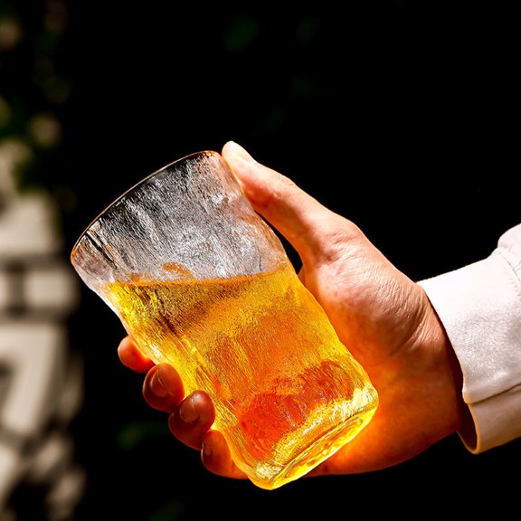 SHENGXINY Glass Cups,Glacier Cup,High,Color Drinking Cup,Ins Style Gift Water Cup & Net Red Beer Cup,Tree Pattern,Suitable for Juices & Other Drinks Clear 3.07x3.07x4.84in