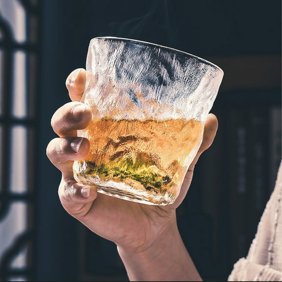 SHENGXINY Glass Cups,Glacier Cup,High,Color Drinking Cup,Ins Style Gift Water Cup & Net Red Beer Cup,Tree Pattern,Suitable for Juices & Other Drinks Clear 3.58x3.58x3.62in