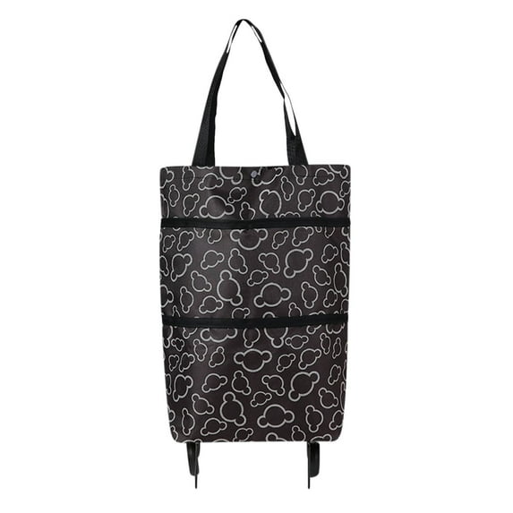 SHENGXINY Grocery Cart on Wheels 26x10x44cm Clearance Foldable Shopping Trolley Soft Oxford Fabric Shopping Trolley With Folding Wheels Strength Saving Reusable Shopping Bag For Shopping Black