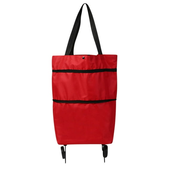 SHENGXINY Grocery Cart on Wheels 40x10x45cm Clearance Foldable Shopping Trolley Soft Oxford Fabric Shopping Trolley With Folding Wheels Strength Saving Reusable Shopping Bag For Shopping Red