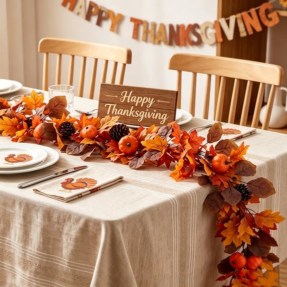 SHENGXINY Halloween Garland Indoor,Fall Simulation Maple Leaf Vine for Field Garden Window Thanksgiving Harvest Wall Ornament