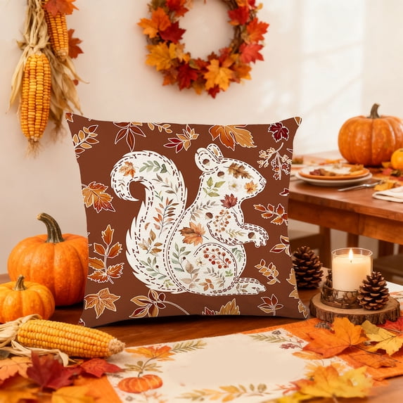SHENGXINY Halloween Throw Pillow Cover 18x18 for Home Fall Maple Linen Print Pillow Cover