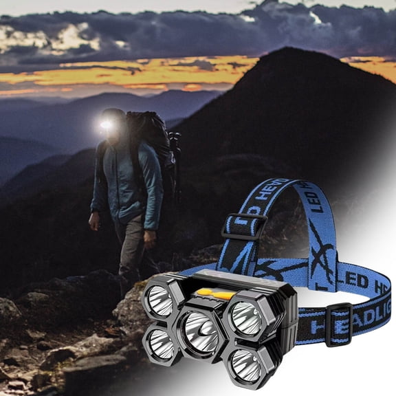 SHENGXINY Head Mounted Lamp Clearance Rechargeable Headlamp - Work Head Light, Micro-USB Head Lamp To Wear For Camping,Hiking,Outdoors Blue