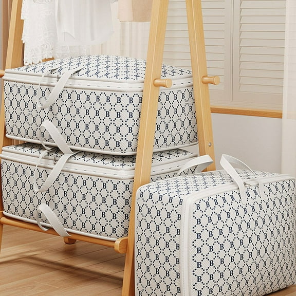 SHENGXINY Heavy Duty Extra Large Storage Bags, Thickened Organizer Tote Bag with Double Zipper for College, Clothes, Quilts, Travel Essential White 23.23x15.75x9.06in