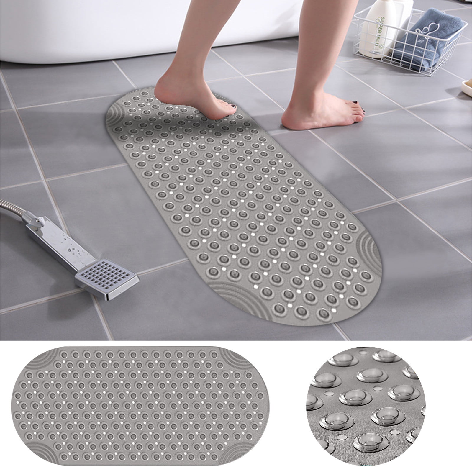 1pc Bathroom Anti-slip Mat Shower Room Washroom Bath Mat Tpe Massage Floor  Mat