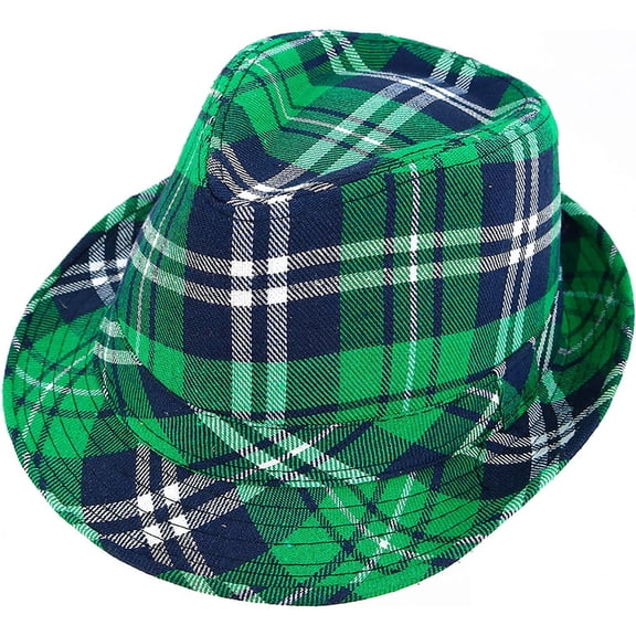 SHENGXINY Irish Day Hat Clearance Irish Plaid Green Fedora - St. Patrick's Day Costume Accessesories Leprechaun Hat for Men Women and Kids Green