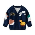 thumbnail image 1 of SHENGXINY Kids Print Sweater Cardigan Boys V Neck Versatile Outer Warm Knit Jacket Button Down Long Sleeve Fall Outwear Navy 7 Years, 1 of 7