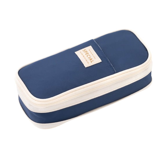 SHENGXINY Large Capacity Pencil Case, Pencil Pouch Macaron Color Matching Transformable Upgraded Stationery Box Dark Blue