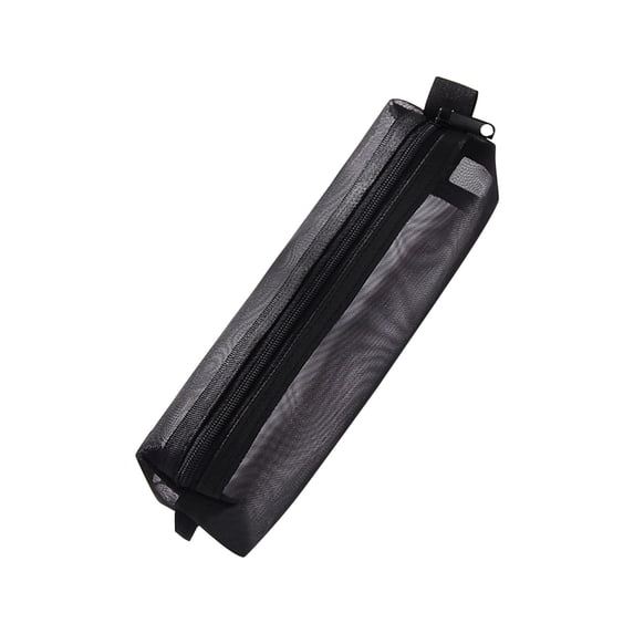 SHENGXINY Large Capacity Pencil Case, Pencil Pouch Transparent Mesh Simple Style All-Purpose Stationery Box Black