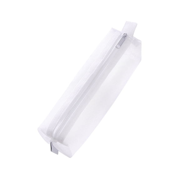 SHENGXINY Large Capacity Pencil Case, Pencil Pouch Transparent Mesh Simple Style All-Purpose Stationery Box White