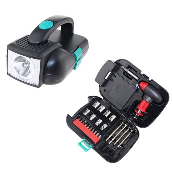 Christmas Gifts Clearance! SHENGXINY 24Pc Household Tool Kit With LED Flashlight, Includes Miniature Screwdriver Set Ratchet Handle SleeveWatch Screwdrivers, Perfect For Homeowner Diyer Handyman