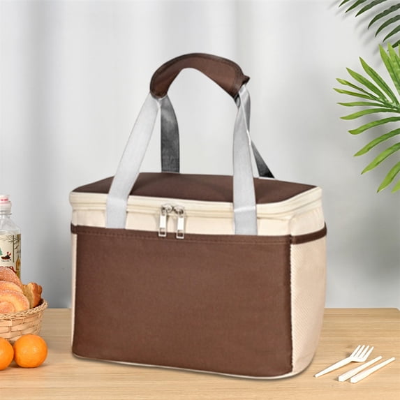 SHENGXINY Lunch Box for Women Men,Insulated Lunch Box,Thickened Handheld Thermal Bag Aluminum Foil for Daily Commute Brown