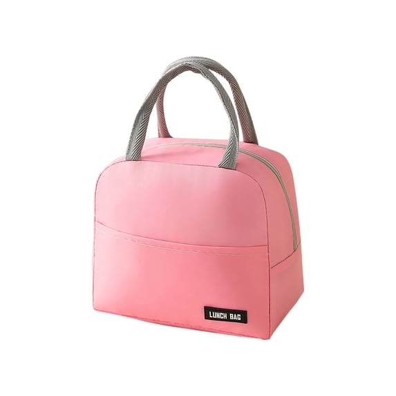 SHENGXINY Lunch Box for Women Men Large,Solid Color Twill Portable Insulated Bag Thickened for Office and Daily Meals Pink
