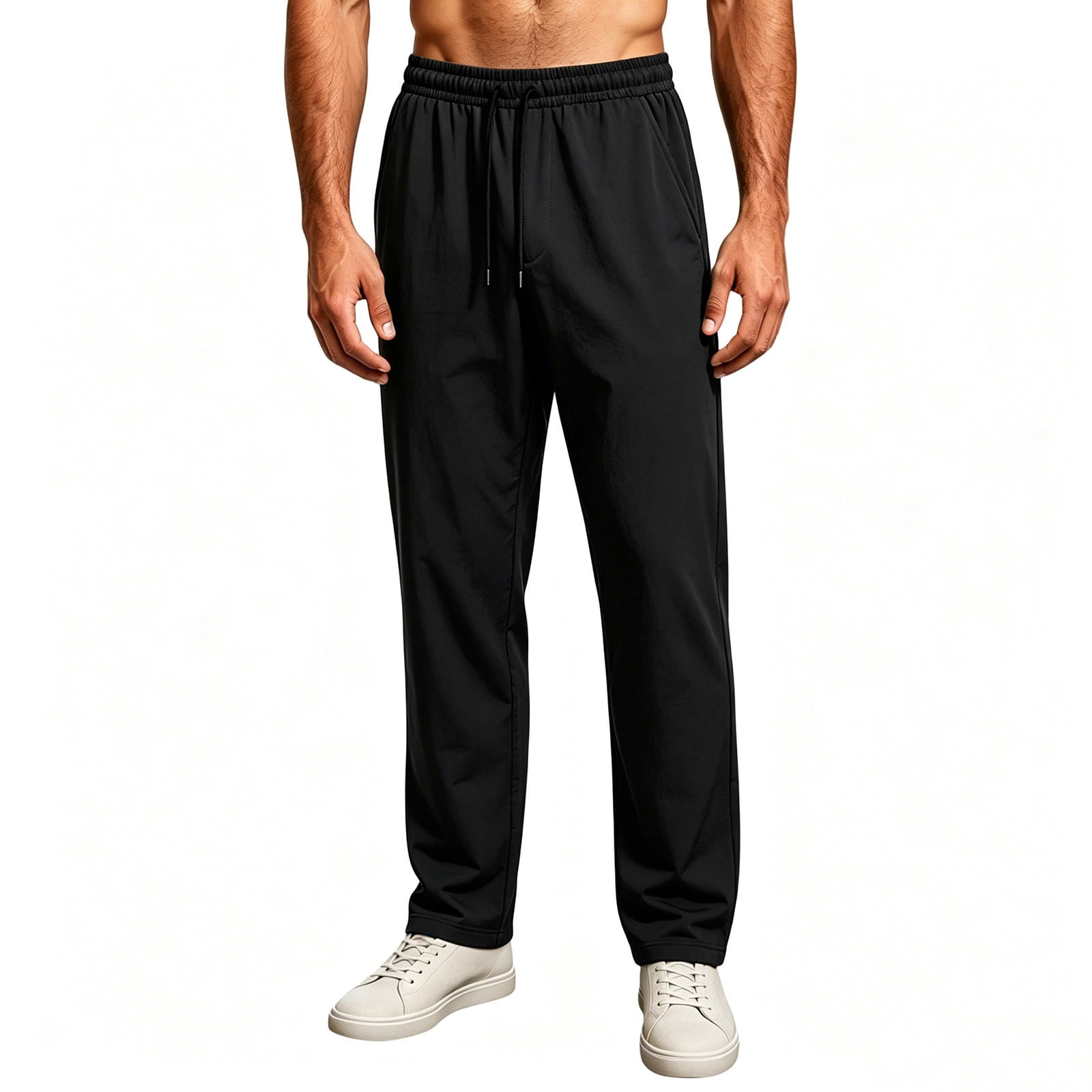 SHENGXINY Men Quick Dry Straight Long Pants Lightweight Drawstring ...