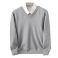 thumbnail image 1 of SHENGXINY Men V Neck Knitted Pullover Sweater Solid Color Long Sleeve Slim Fit Casual Jumpers Knitted Top Winter Office Sweater Gray 2XL, 1 of 5