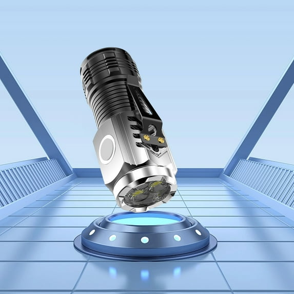 SHENGXINY Mini Led Flashlight, Portable Clip Mini Led Flashlight Ipx6 Waterproof Built-In Lithium Battery Metal Adsorbable Torch Silver