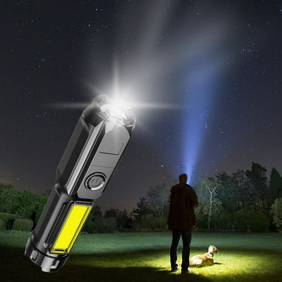 SHENGXINY Mini Led Flashlight, Portable Mini Led Zoom Flashlight Cob Penlight for Outdoor Daily Use Black
