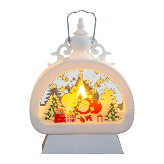 SHENGXINY New Retro Electrified Christmas Small Oil Lamp Clearance Christmas Decorations,Children Portable Lights,Christmas Eve Gifts,Desktop Decorations,Retro Wind Lights,Hanging Decorations White