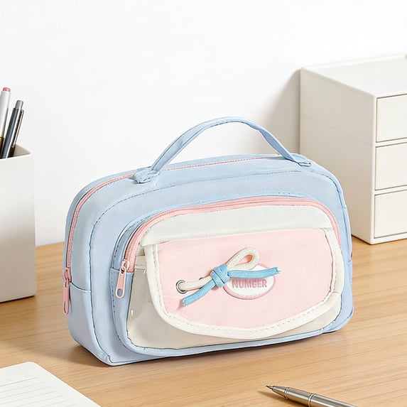 SHENGXINY Pencil Case Large Capacity Candy Color Block Pencil Bag Fresh Stylish High Value Multifunctional Large Capacity Stationery Organizer