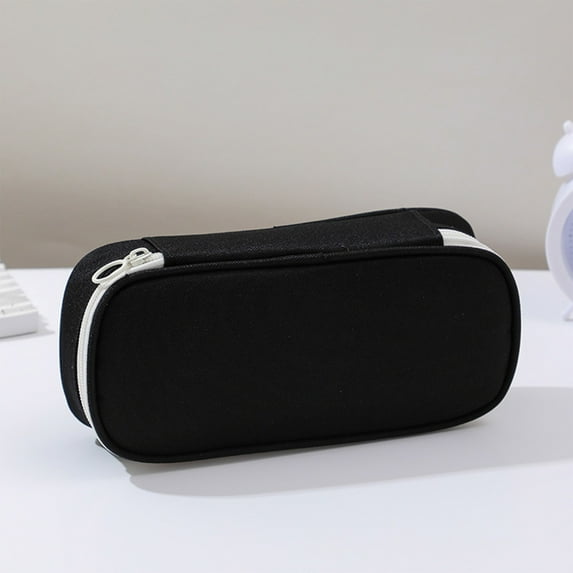 SHENGXINY Pencil Case, Large Capacity Pencil Pouch Multi Compartment Oxford Cloth Stationery Organizer Black