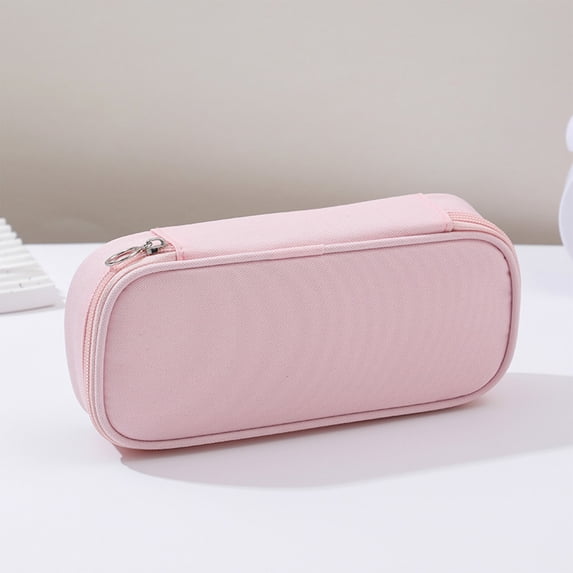 SHENGXINY Pencil Case, Large Capacity Pencil Pouch Multi Compartment Oxford Cloth Stationery Organizer Pink